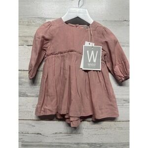 Wheat Dress Magda Kids 3M Misty Rose Textured Ruffle Button Back NWT
